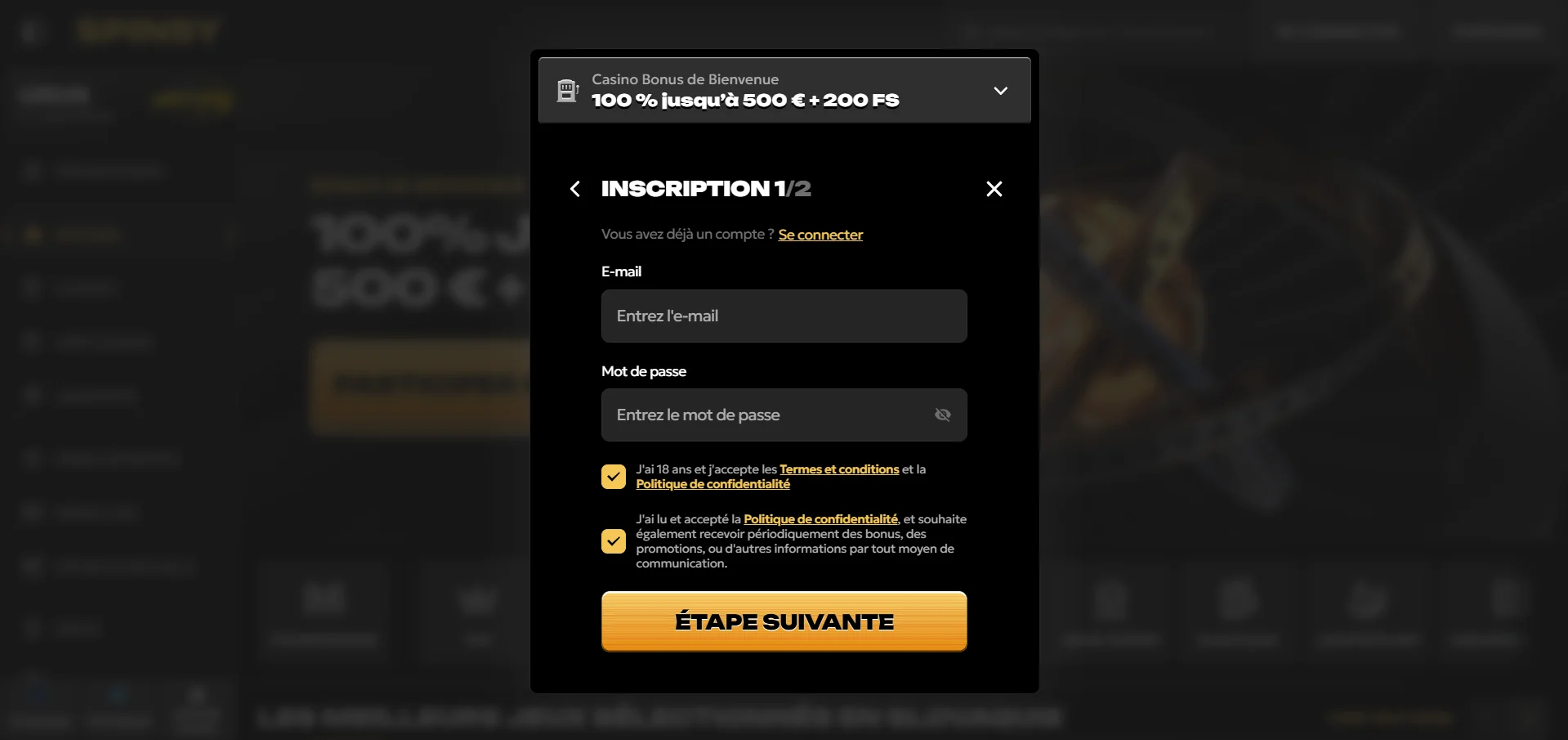 Comment s'inscrire sur Spinsy casino ?